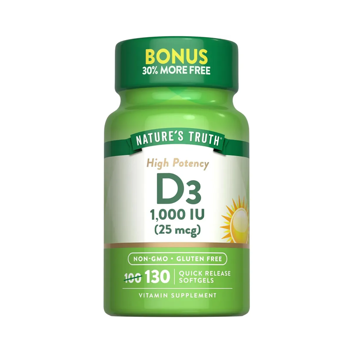 NATURE'S TRUTH - Vitamina D3 1000 IU 25 mcg 130 Softgels Nature's Truth