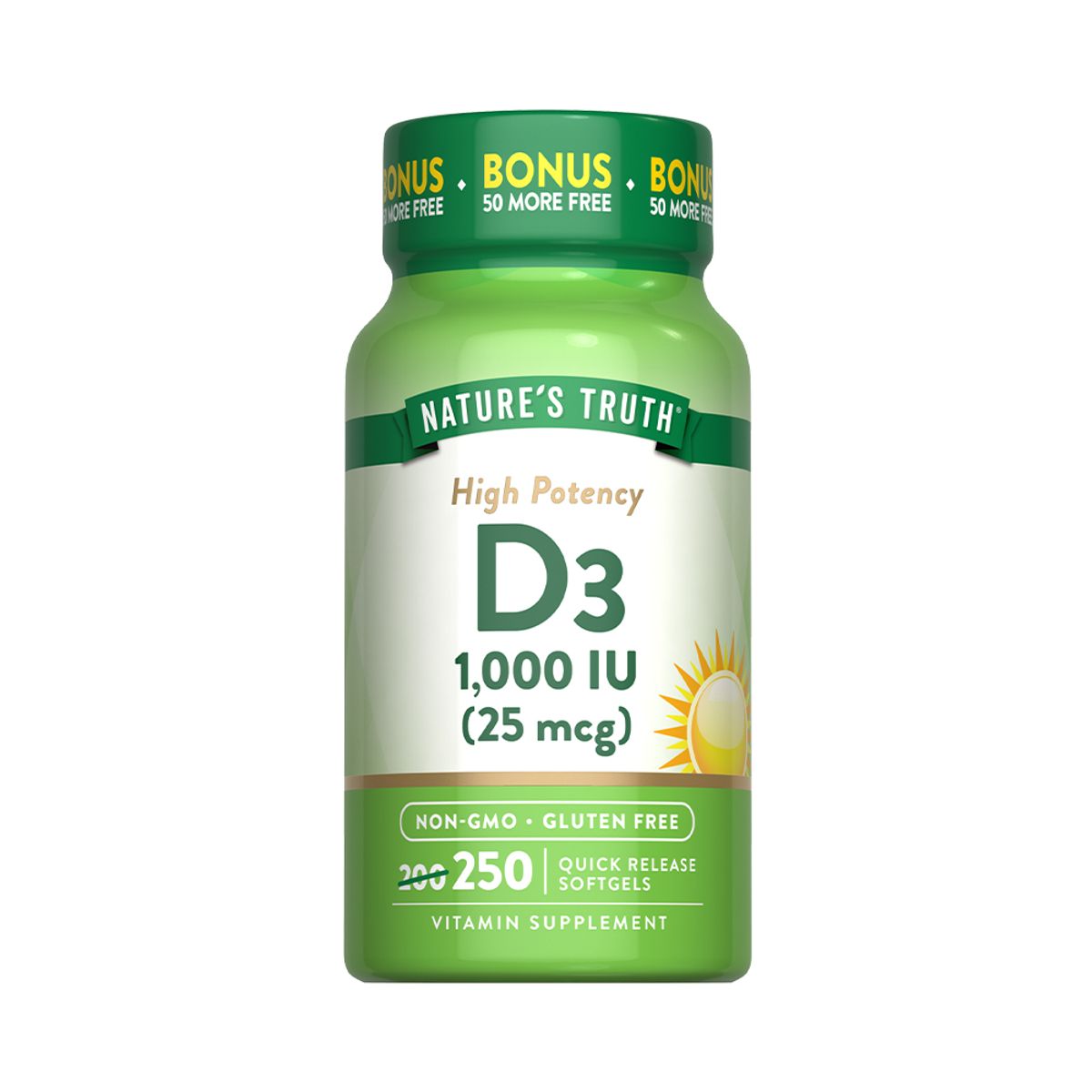 NATURE'S TRUTH - Vitamina D3 1000 IU 25 mcg 250 Softgels Nature's Truth