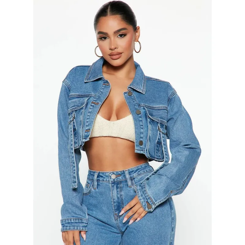 Casaca Corta Jeans Mujer Cargo Nova BENCUS JEANS