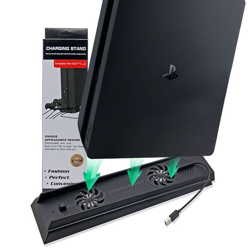 OEM - Base Vertical para PS4 FAT con 2Cooler para Recalentamiento y USB