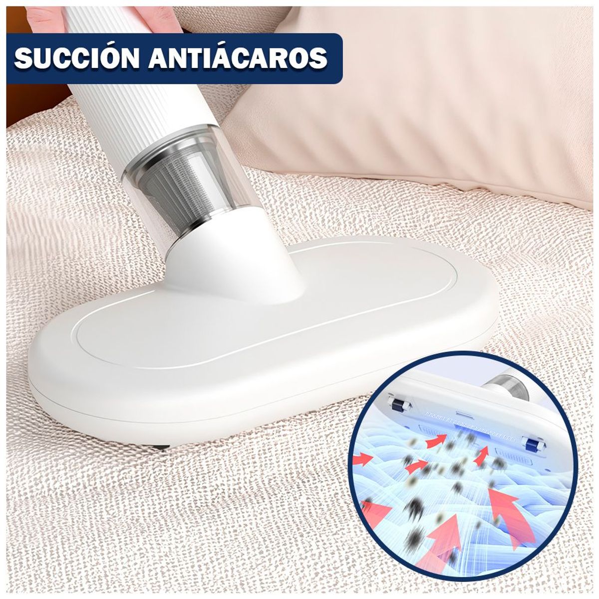 KELLER - Aspiradora de Mano Portátil 2 en 1 Antiácaros para Hogar Auto JE2 BL