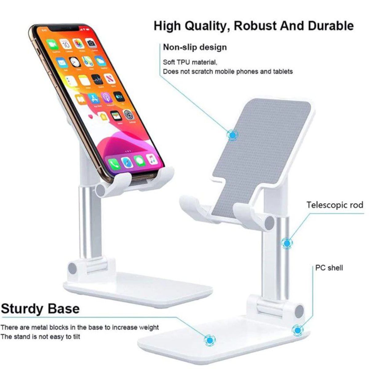 GENERICO - Soporte para Teléfono o Celular en Escritorio Portátil Plegable Blanco