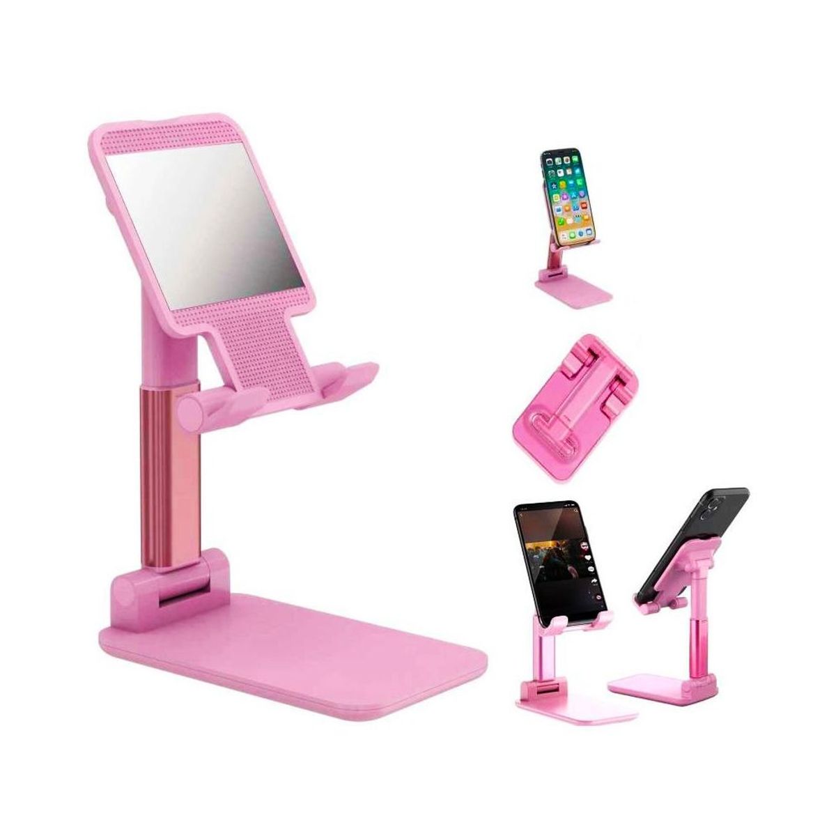 GENERICO - Soporte para Celular en Escritorio Portátil Plegable Rosado