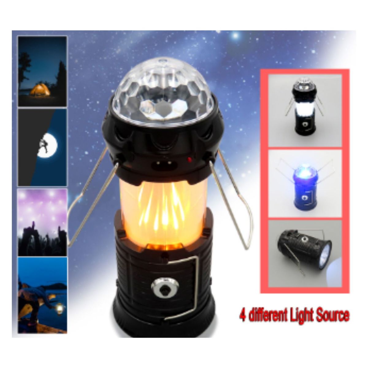 GENERICO - Linterna Multifuncional  4 en 1 Lampara Portátil Solar Recargable