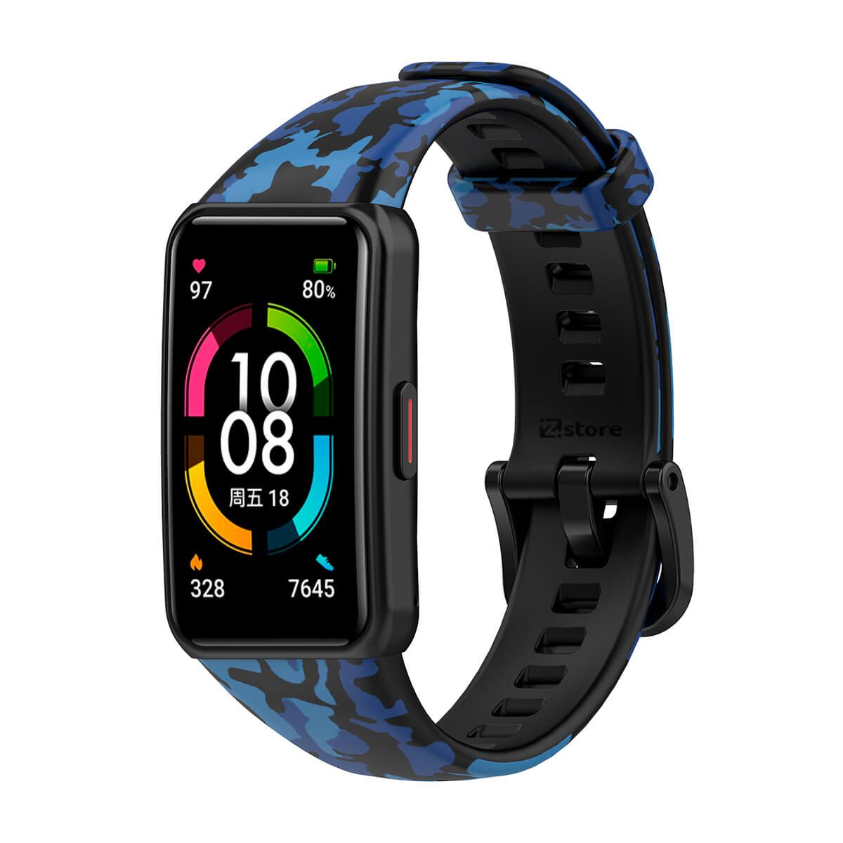 GENERICO - Correa Camuflada Compatible Con Huawei Band 6 Azul