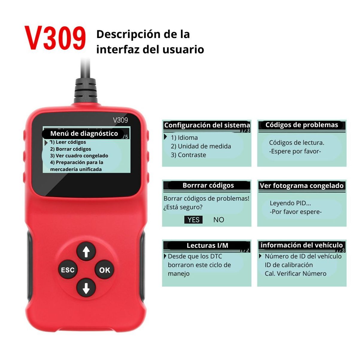 SEISA - Escáner Automático de Diagnóstico para Carro Automotriz V309