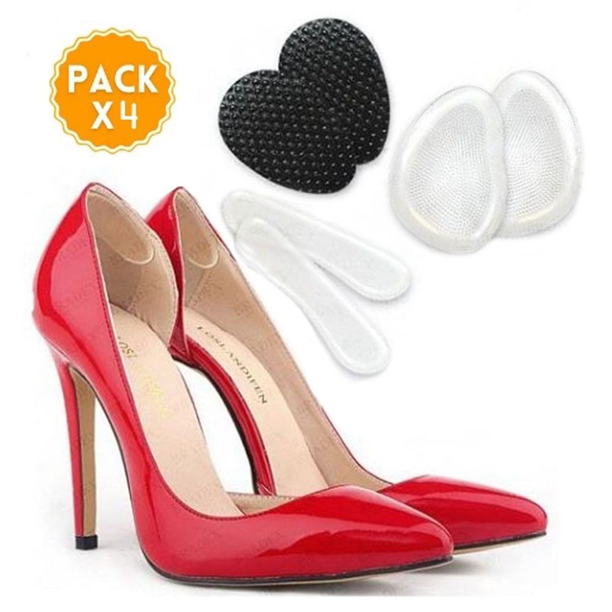 MEGIMPERU - Pack X4 Plantillas 3 en 1 para Zapatos de Tacón