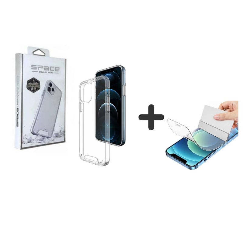 SPACE - Case Space Transparente y Mica Hidrogel HD - iPhone 12 Pro