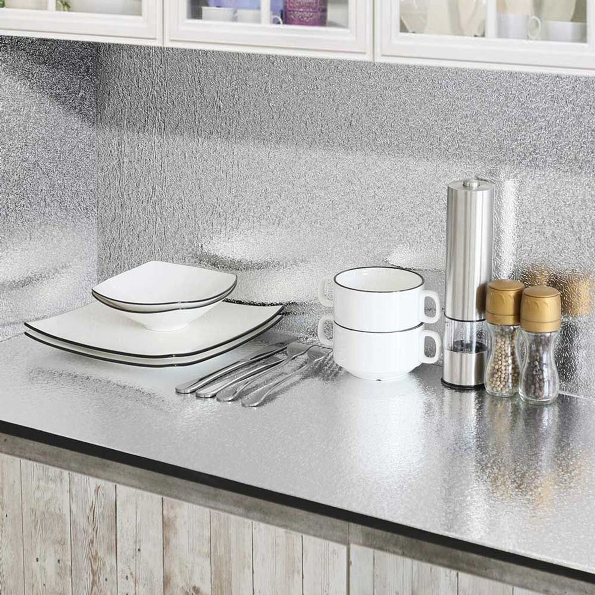 MEGIMPERU - Pack X3 Papel Aluminio Adhesivo para Cocina 5 Metros