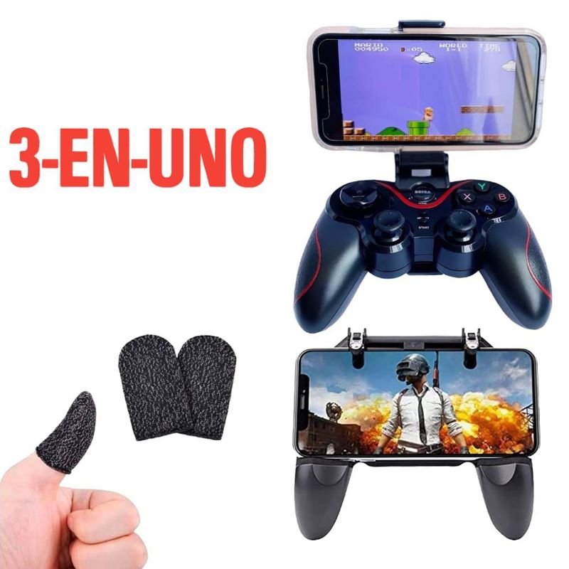OEM - Kit Gamer 3 en 1 Gamepad Bluetooth Inalambrico Joystick W11 y Dedales