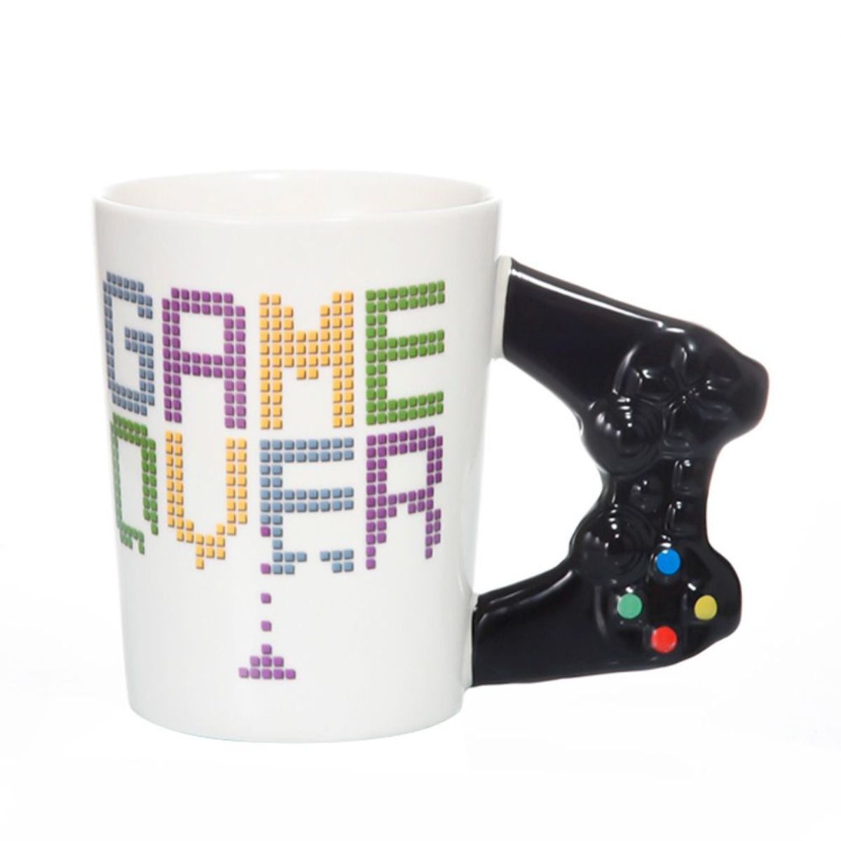 GENERICO - Taza Creativa Game Over con asa tipo Mando PS4 - Blanco
