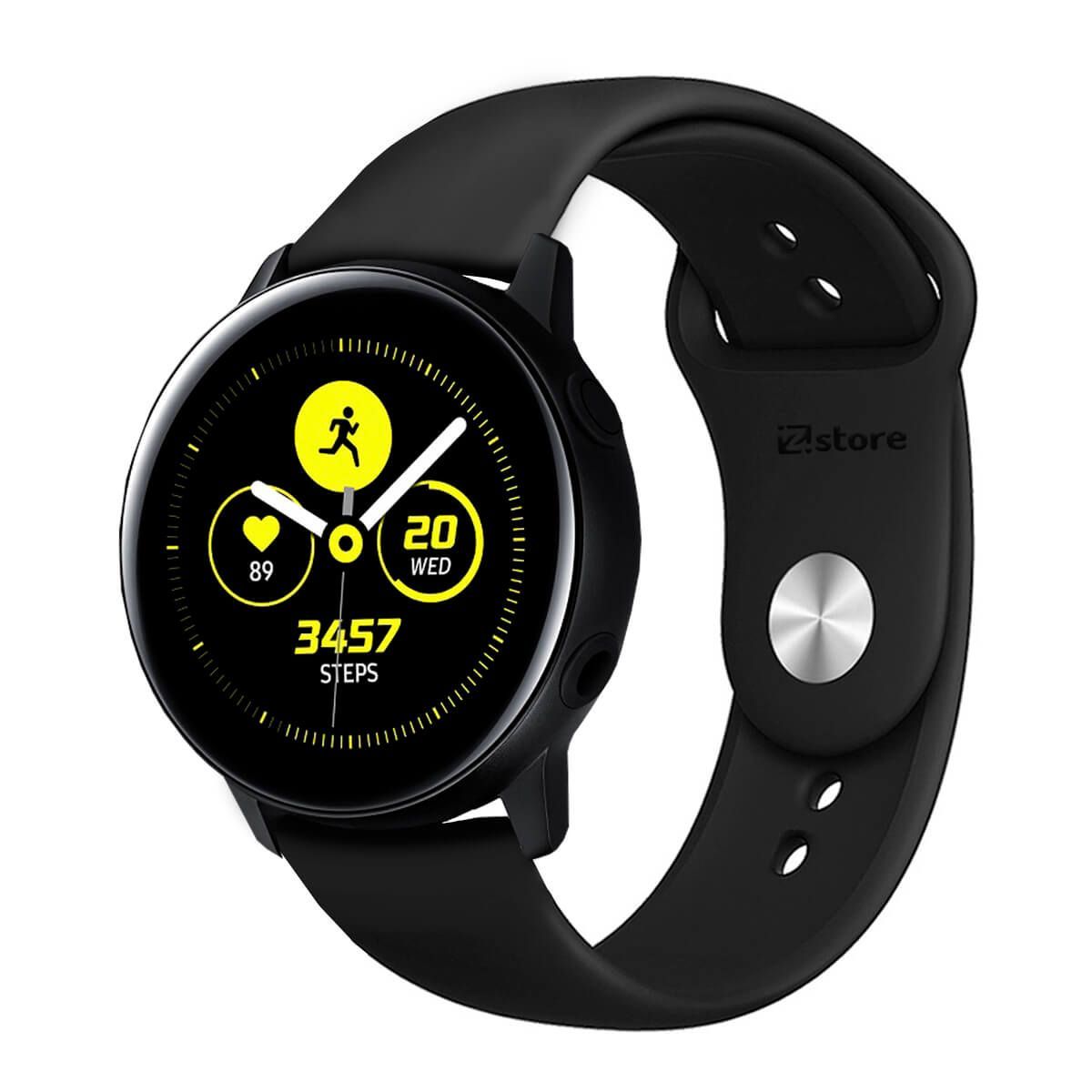 GENERICO - Correa Compatible Con Samsung Galaxy Watch Active Negro Broche 20mm