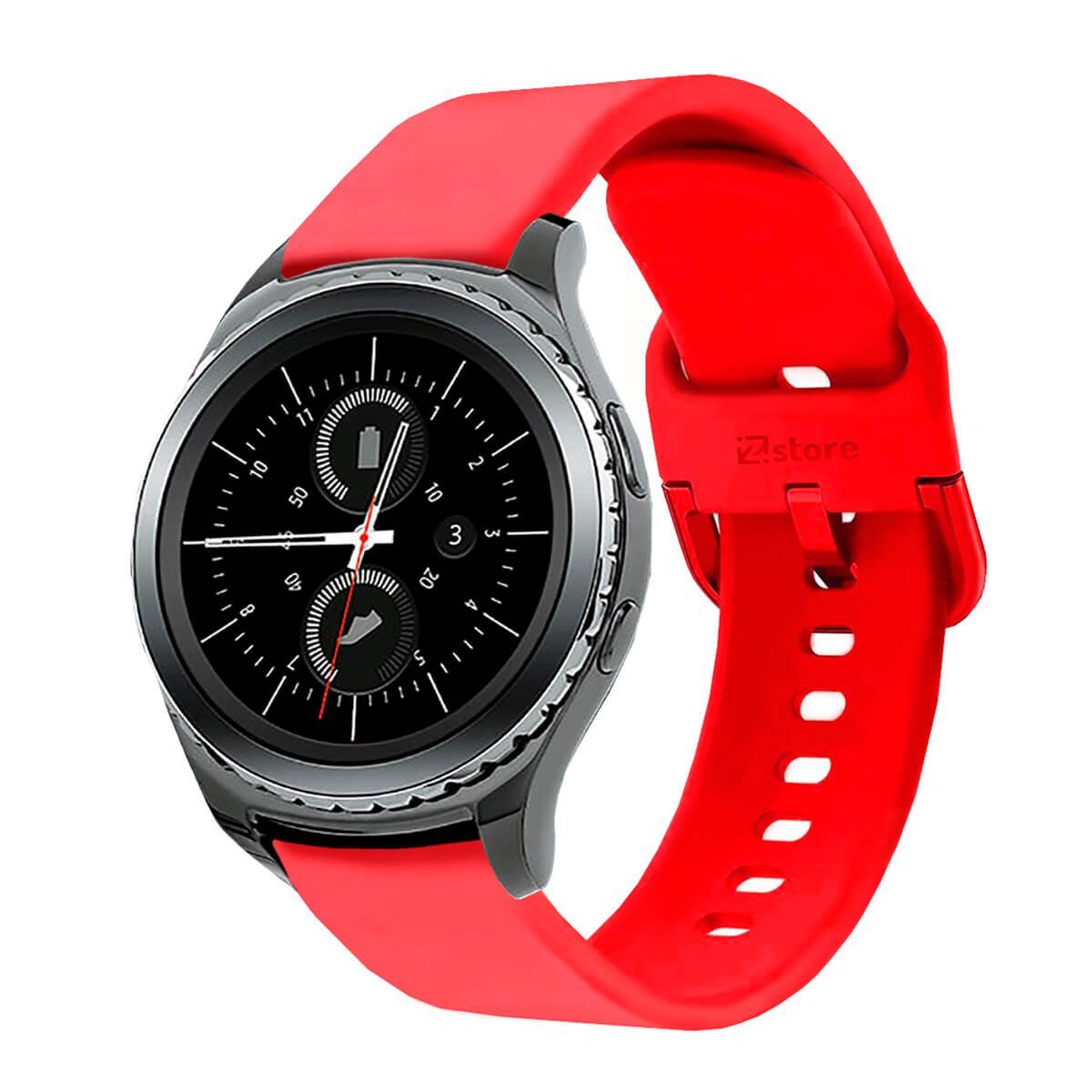 GENERICO - Correa Compatible Con Samsung Gear S2 Classic Rojo Hebilla 20mm