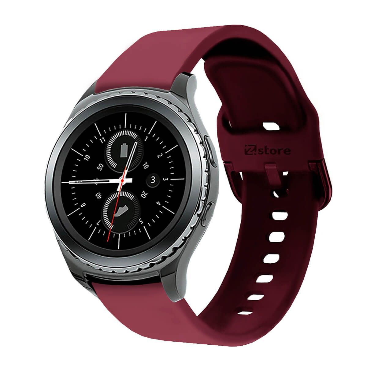 GENERICO - Correa Compatible Con Samsung Gear S2 Classic Vino Rojo Hebilla 20mm