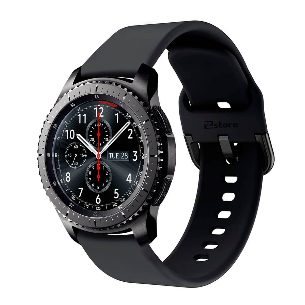 GENERICO - Correa Compatible Con Samsung Gear S3 Frontier Negro Hebilla 22mm