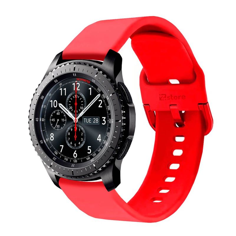 GENERICO - Correa Compatible Con Samsung Gear S3 Frontier Rojo Hebilla 22mm