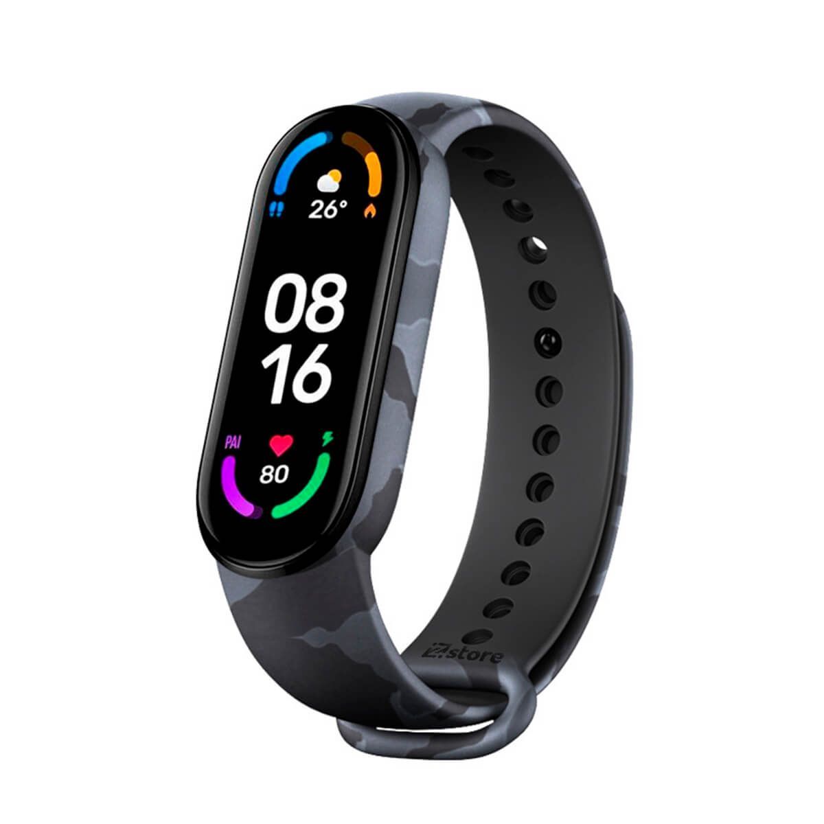 GENERICO - Correa Compatible Con Xiaomi Mi Band 5 y 6 Camuflada Gris