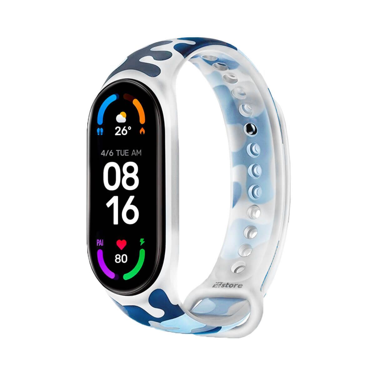 GENERICO - Correa Compatible Con Xiaomi Mi Band 5 y 6 Camuflado Transparente Azul