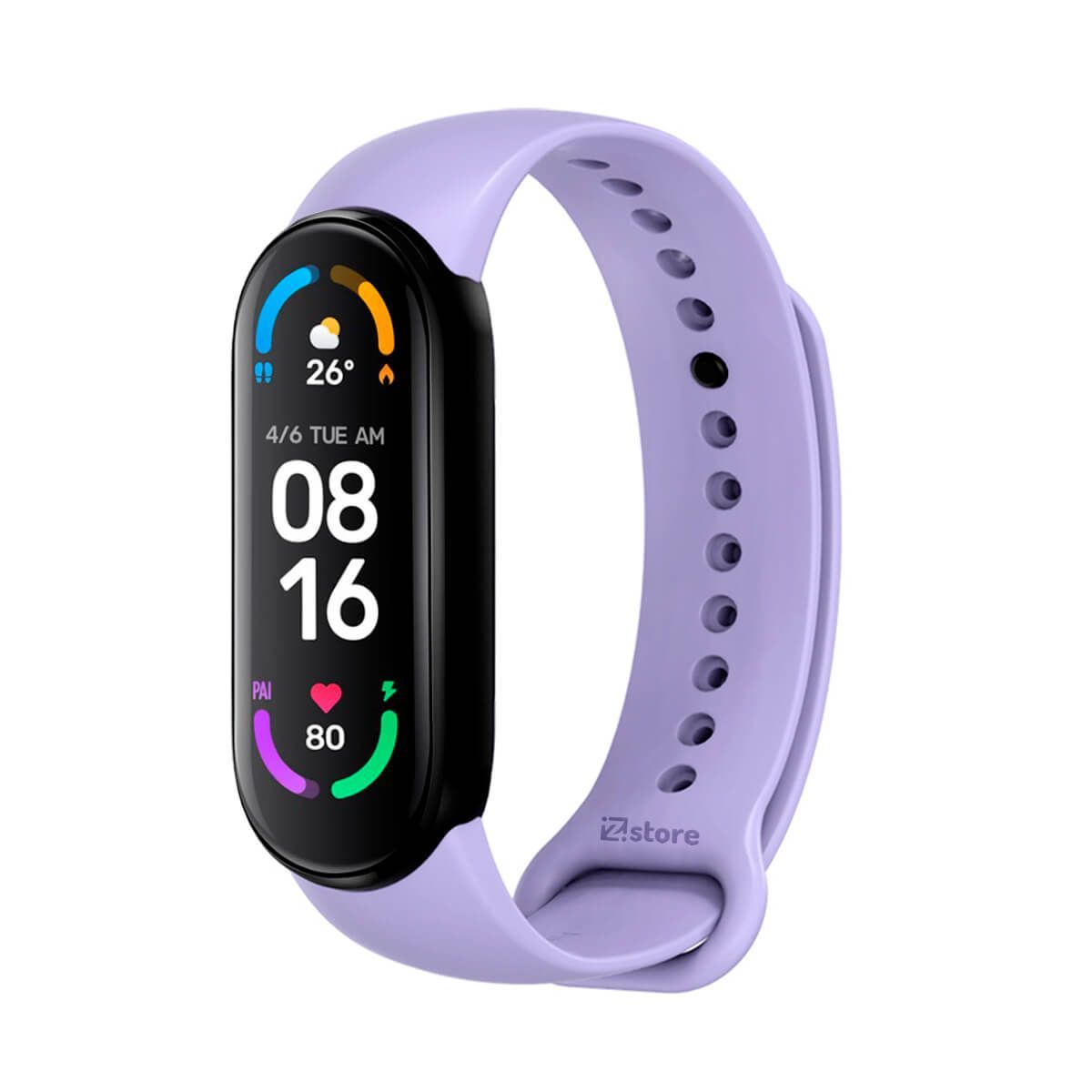 GENERICO - Correa Compatible Con Xiaomi Mi Band 5 y 6 Con Marco Negro Lila
