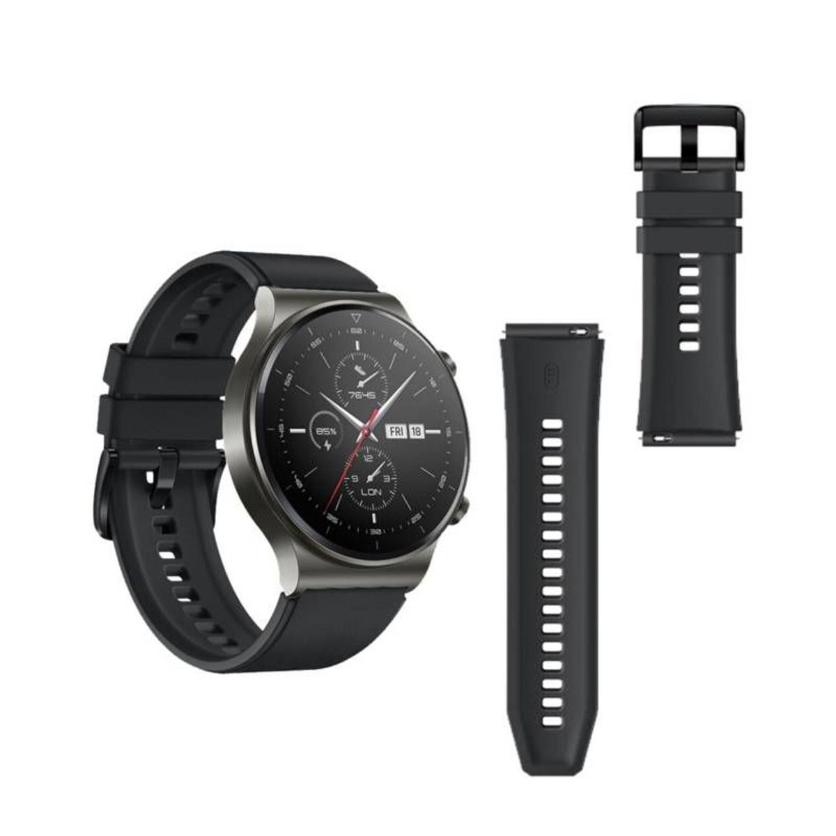 GENERICO - Correa Silicona Para Huawei GT2 46mm - Negro