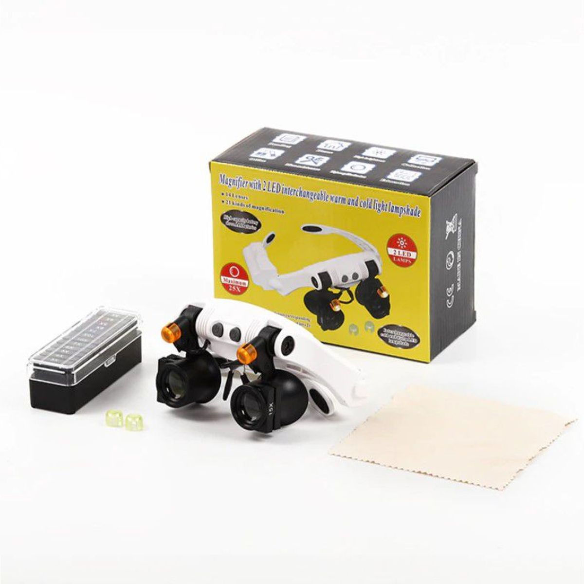 GENERICO - Lupa de cabeza con luz led medidas intercambiables