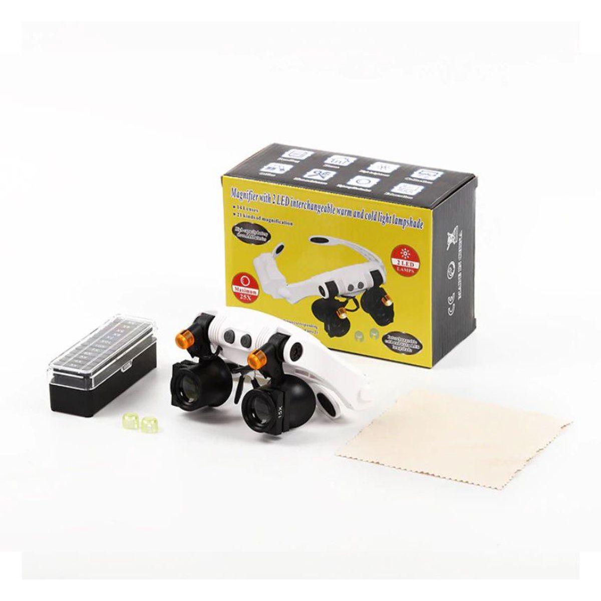 GENERICO - Lupa de cabeza con luz led medidas intercambiables