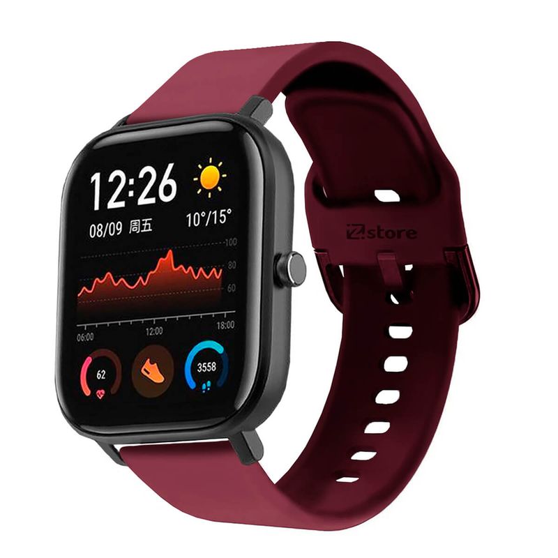 GENERICO - Correa Compatible Con Amazfit GTS Vino Rojo Hebilla 20mm