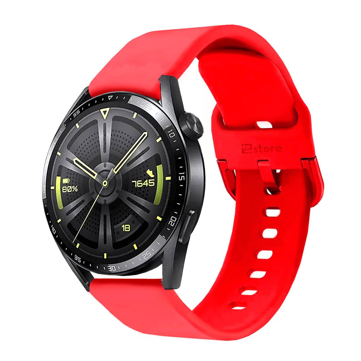 GENERICO - Correa Compatible Con Huawei GT3 Rojo Hebilla 22mm