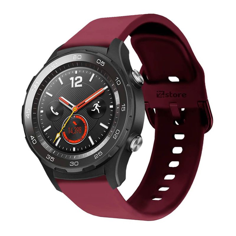 GENERICO - Correa Compatible Con Huawei Watch 2 Classic Vino Rojo Hebilla 22mm