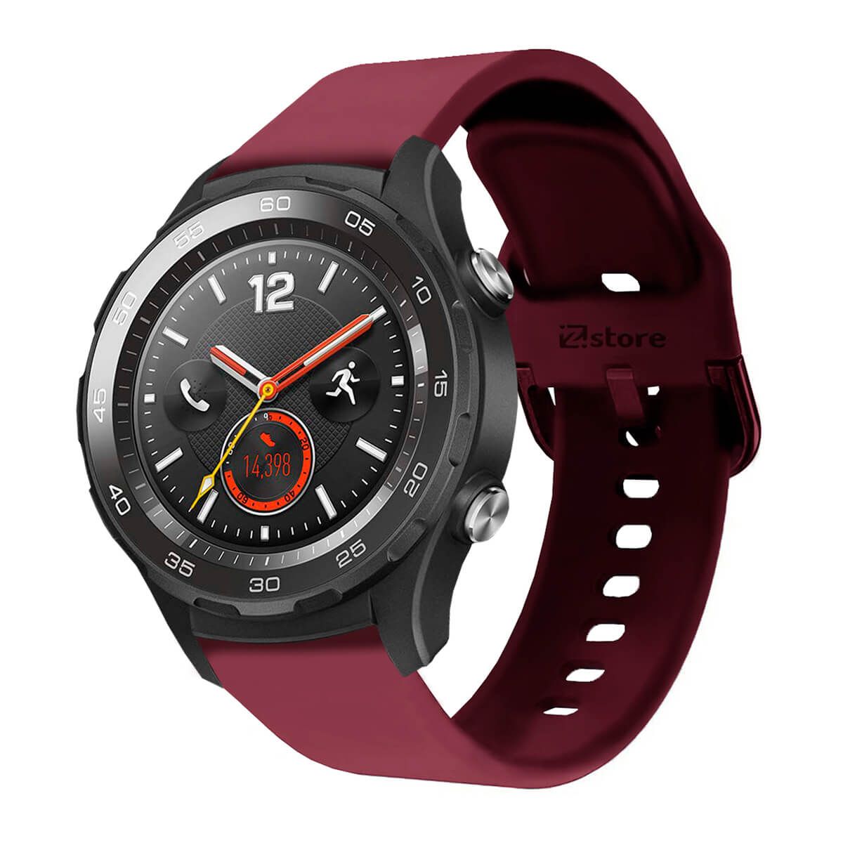 GENERICO - Correa Compatible Con Huawei Watch 2 Vino Rojo Hebilla 20mm