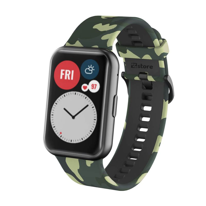 GENERICO - Correa Compatible Con Huawei Watch Fit Camuflado Verde