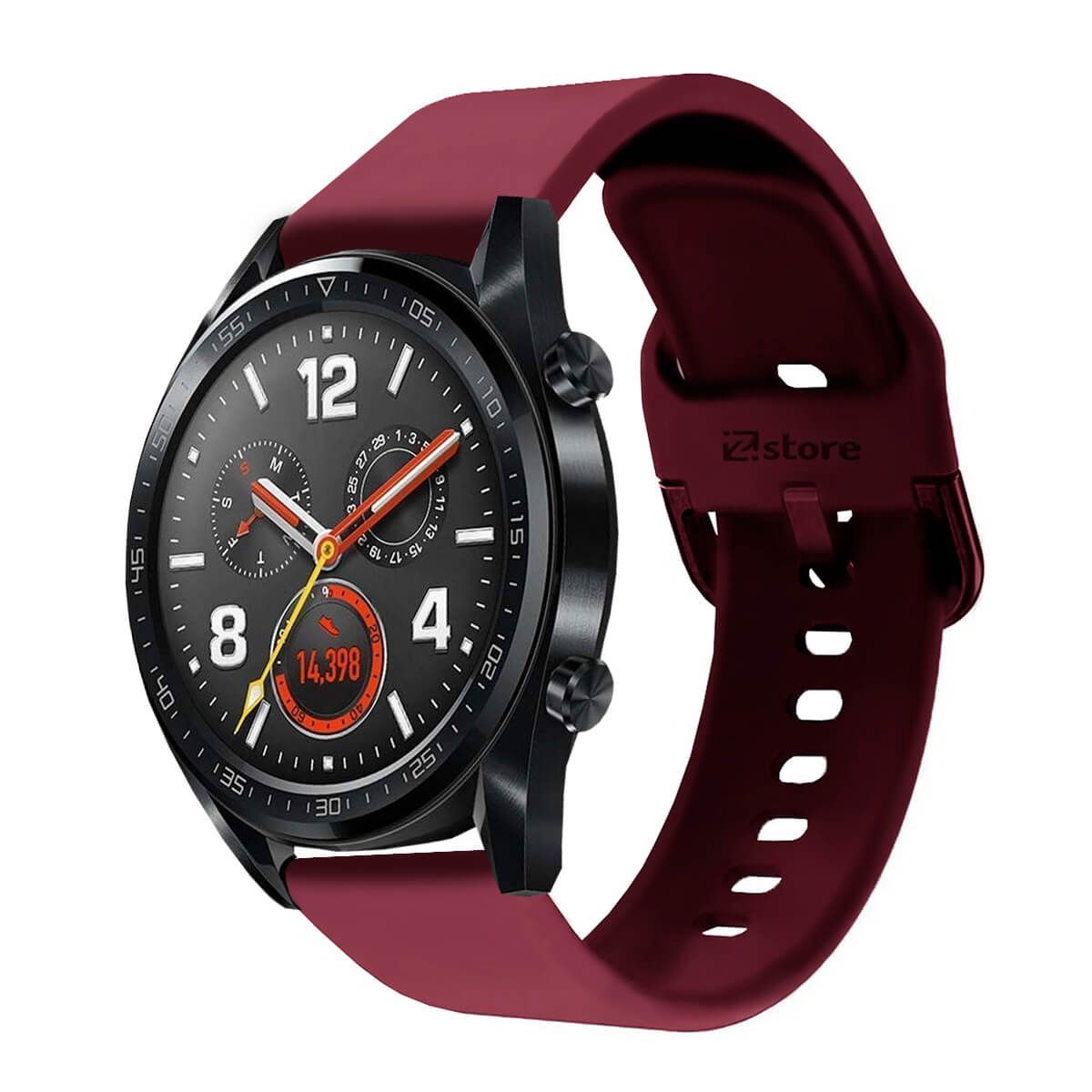 GENERICO - Correa Compatible Con Huawei Watch GT Vino Rojo Hebilla 22mm