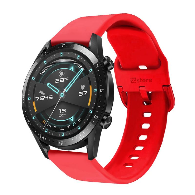 GENERICO - Correa Compatible Con Huawei Watch GT2 Pro Vino Rojo Hebilla 22mm