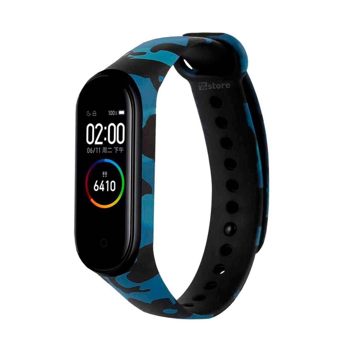 GENERICO - Correa Compatible Con Xiaomi Mi Band 4 y 3 Camuflado Azul