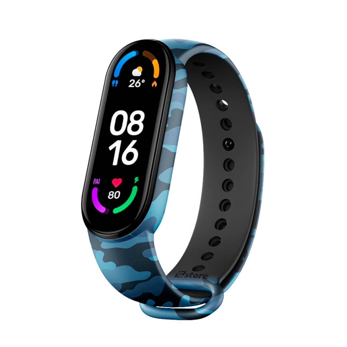 GENERICO - Correa Compatible Con Xiaomi Mi Band 5 y 6 Camuflada Azul