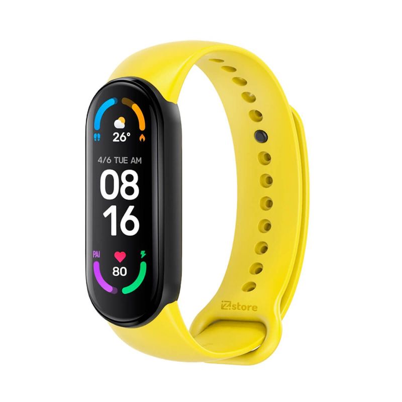 GENERICO - Correa Compatible Con Xiaomi Mi Band 5 y 6 Con Marco Negro Amarillo