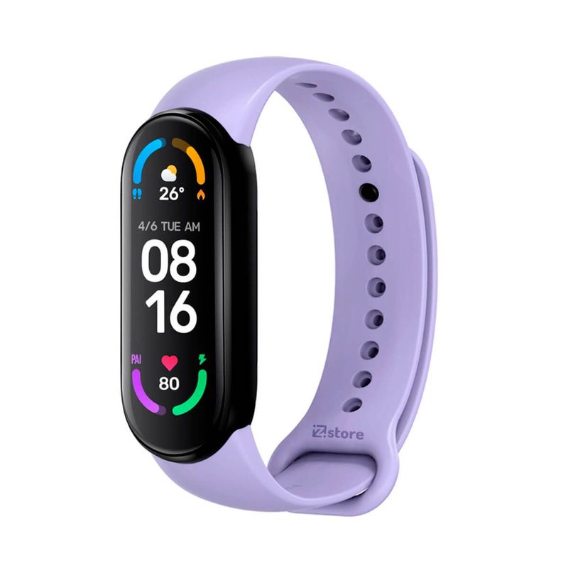 GENERICO - Correa Compatible Con Xiaomi Mi Band 5 y 6 Con Marco Negro Lila