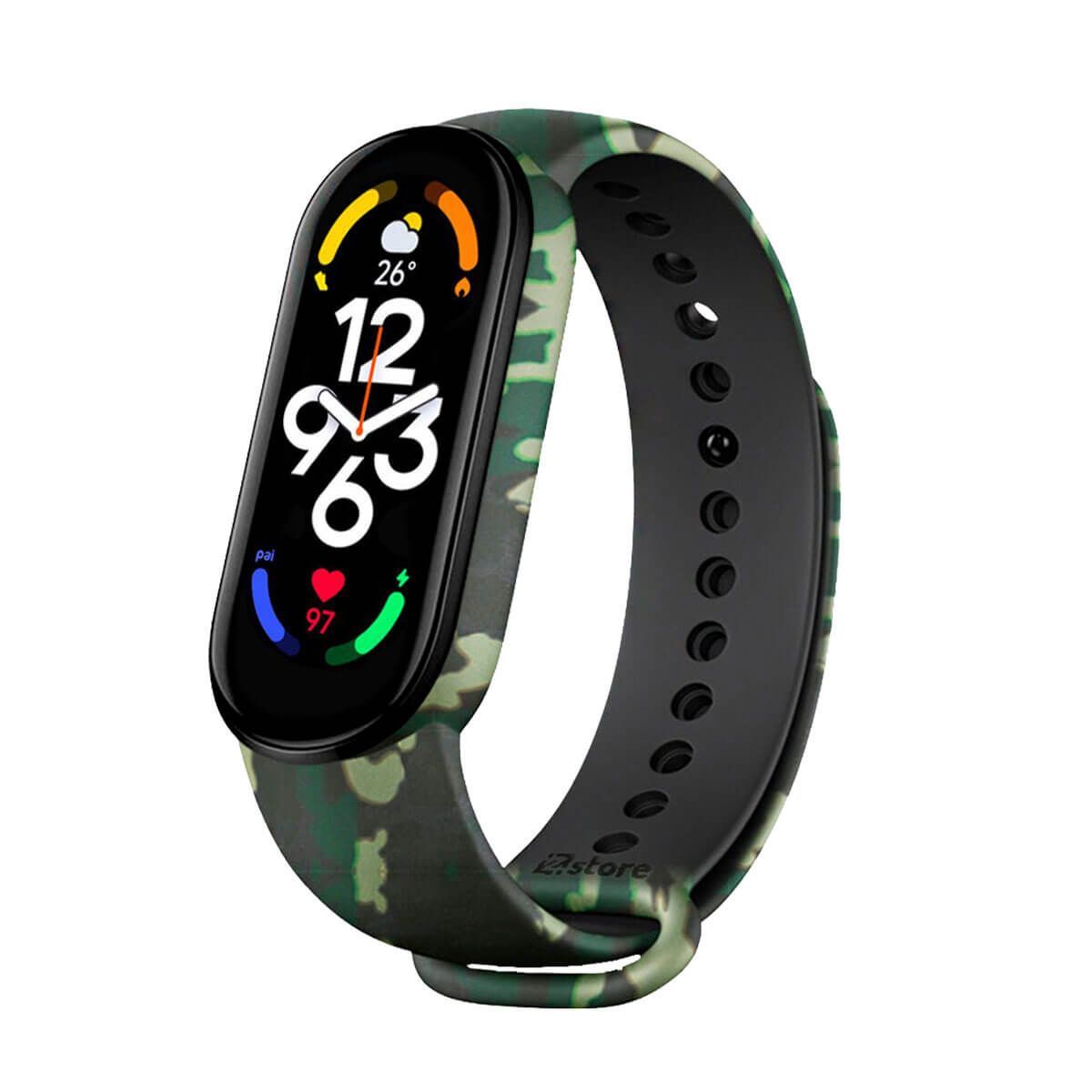 GENERICO - Correa Compatible Con Xiaomi Mi Band 7 Camuflada Verde