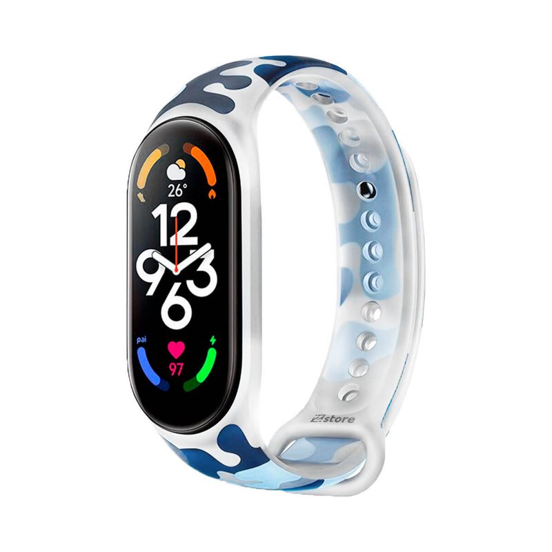 GENERICO - Correa Compatible Con Xiaomi Mi Band 7 Camuflado Transparente Azul