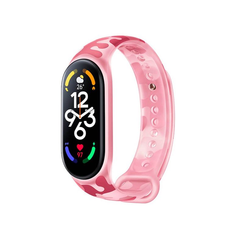 GENERICO - Correa Compatible Con Xiaomi Mi Band 7 Camuflado Transparente Fucsia