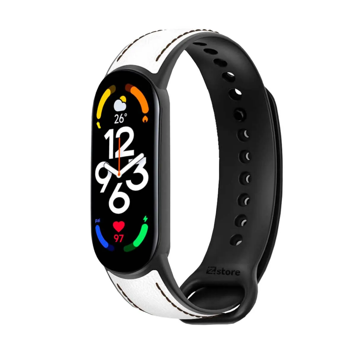 GENERICO - Correa De Cuero Compatible Con Xiaomi Mi Band 7 Blanco M/Negro