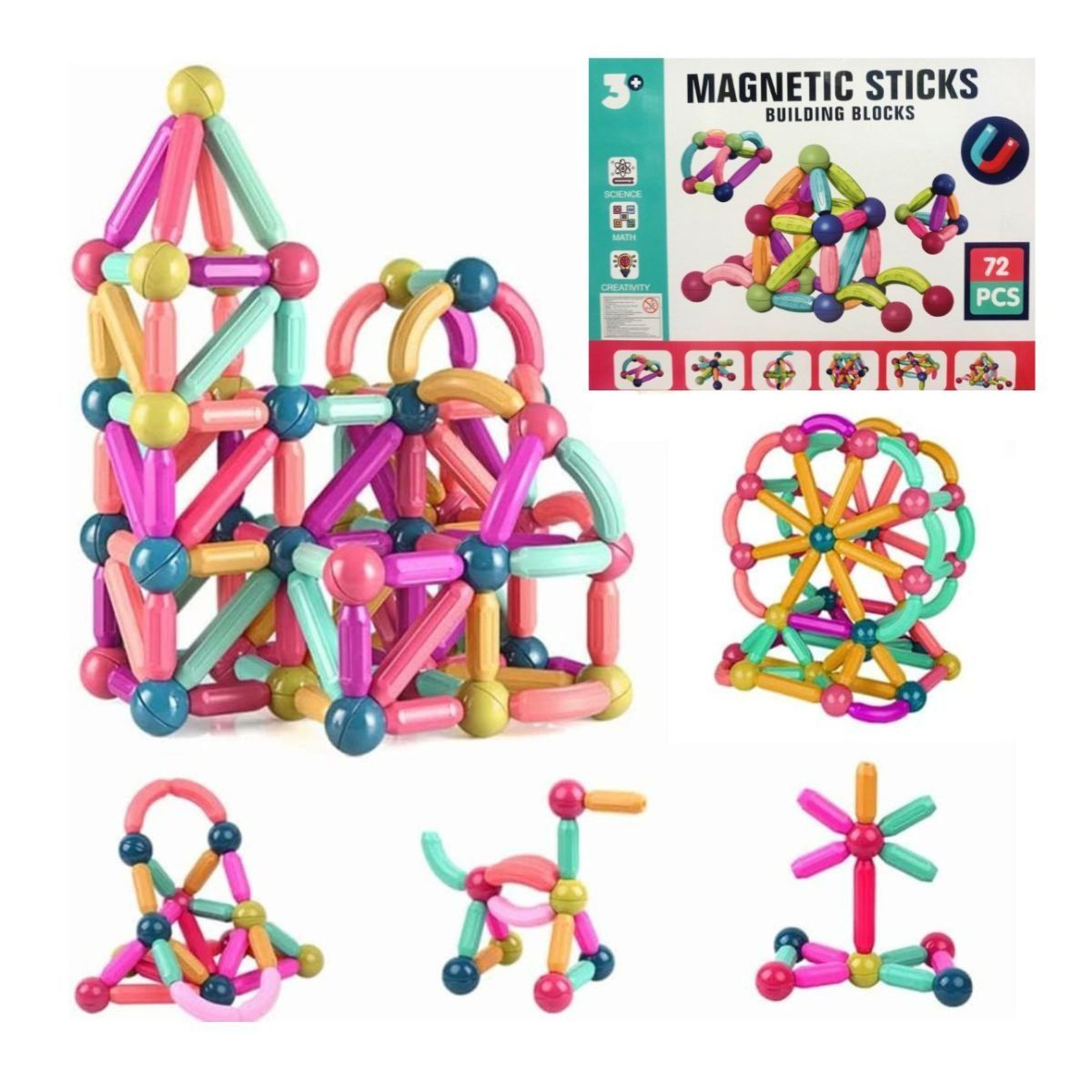 GENERICO - Juego De Bloques De Construccion Magneticos 72 Pcs Par Niños