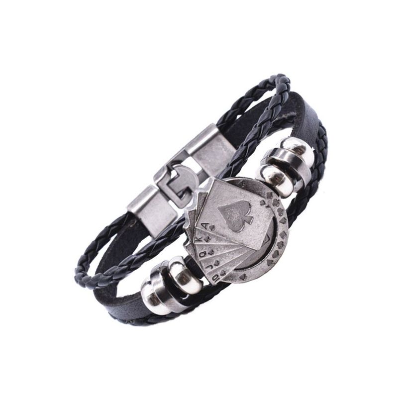 GENERICO - Pulsera de Cuero para hombres - Poker