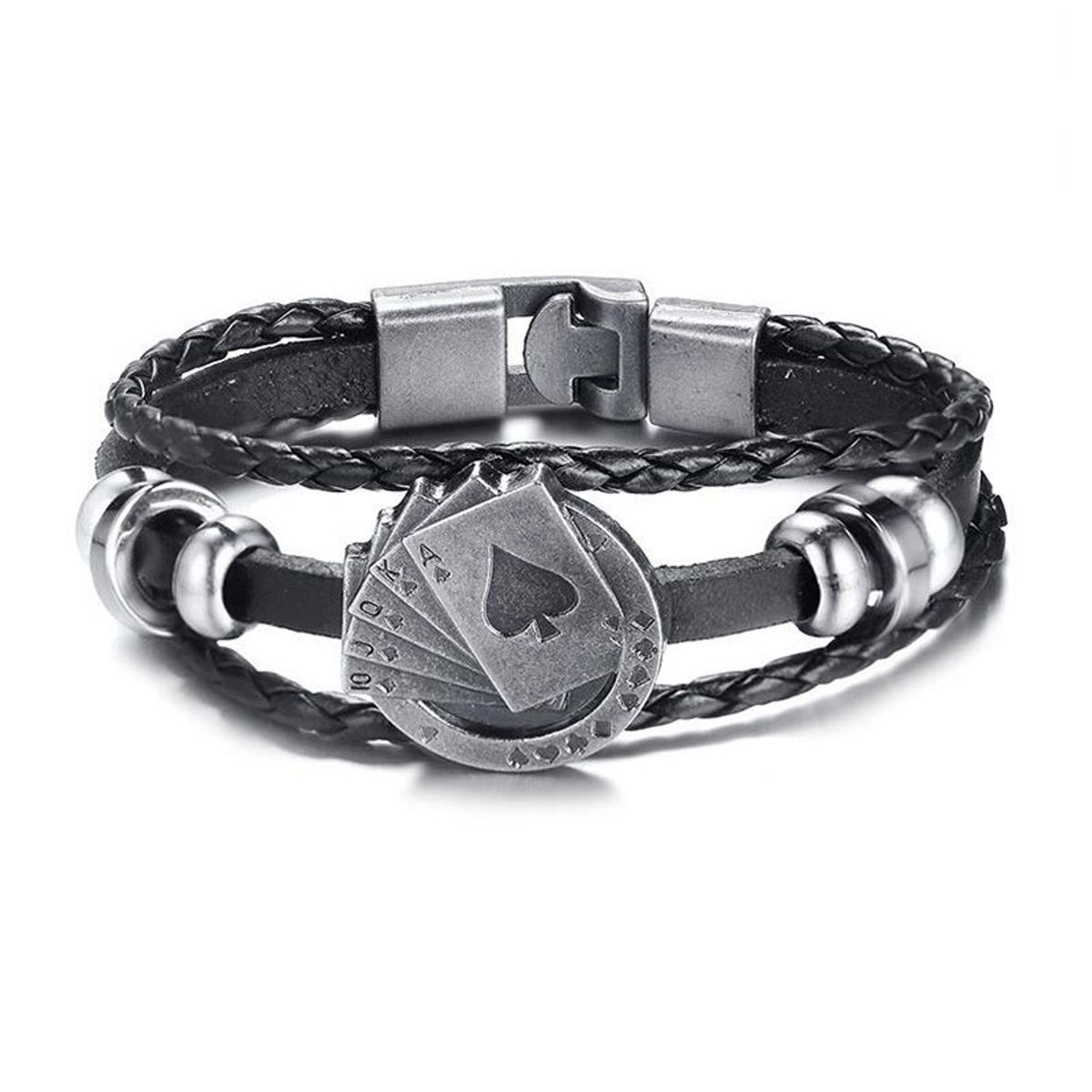 GENERICO - Pulsera de Cuero para hombres - Poker