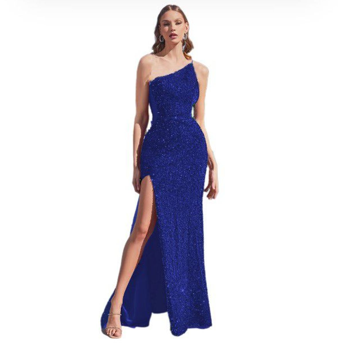 BLWOENS - Vestido Midi Blwoens Lentejuelas Un Hombro