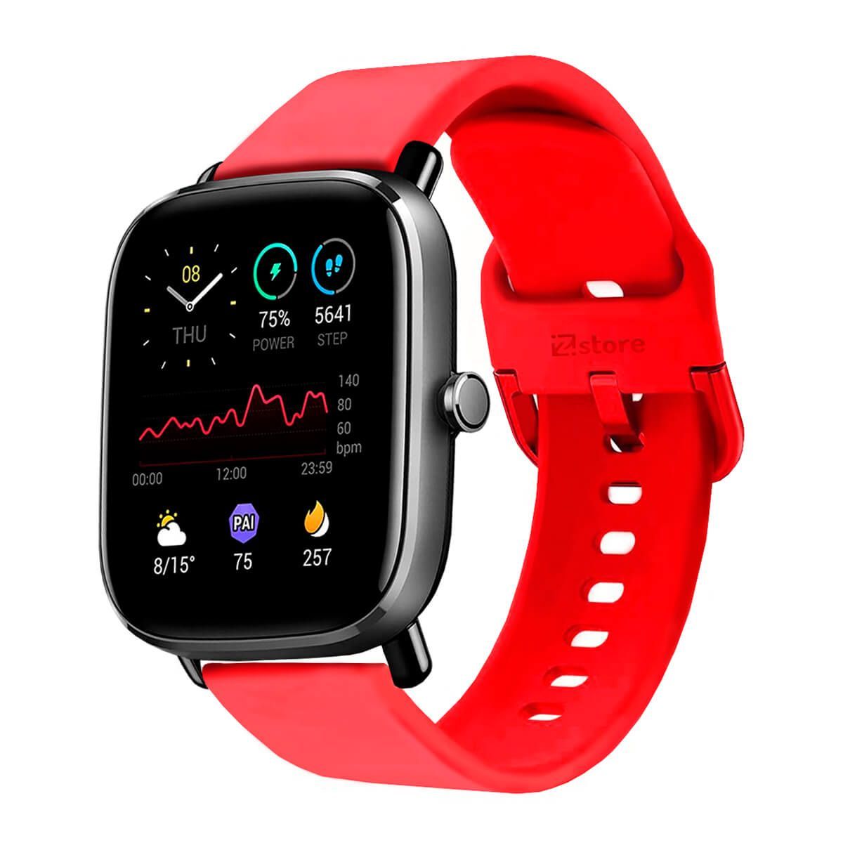 GENERICO - Correa Compatible Con Amazfit GTS 2 Rojo Hebilla 20mm