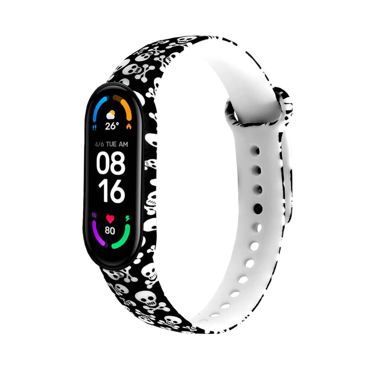 GENERICO - Correa Compatible Con Xiaomi Mi Band 5 y 6 con Diseño Calavera
