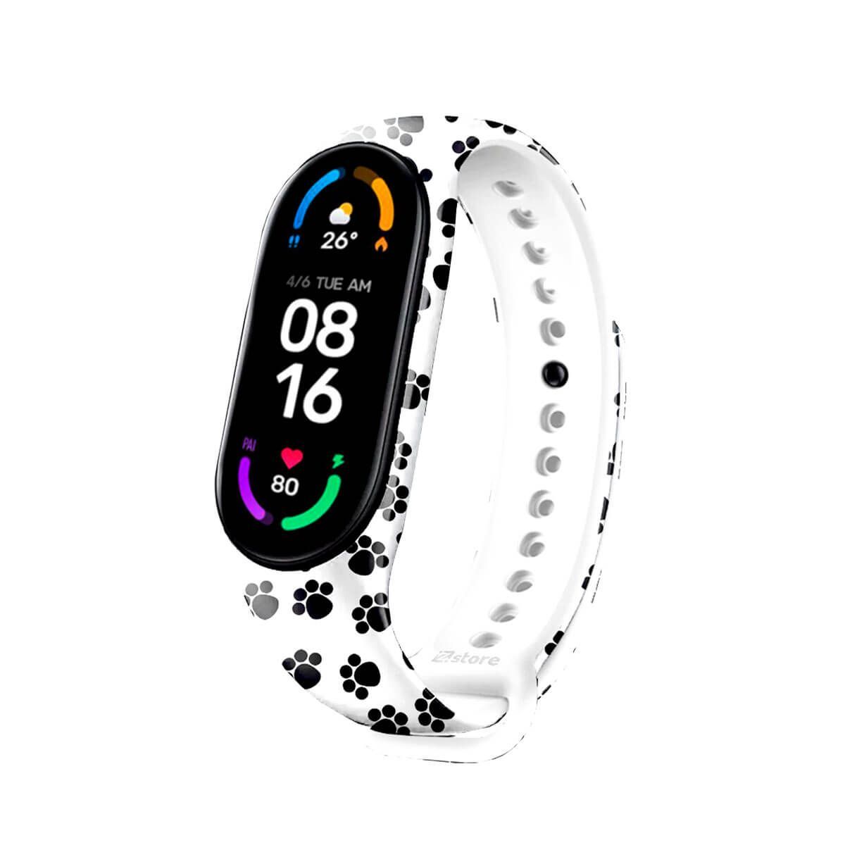 GENERICO - Correa Compatible Con Xiaomi Mi Band 5 y 6 con Diseño Huellitas