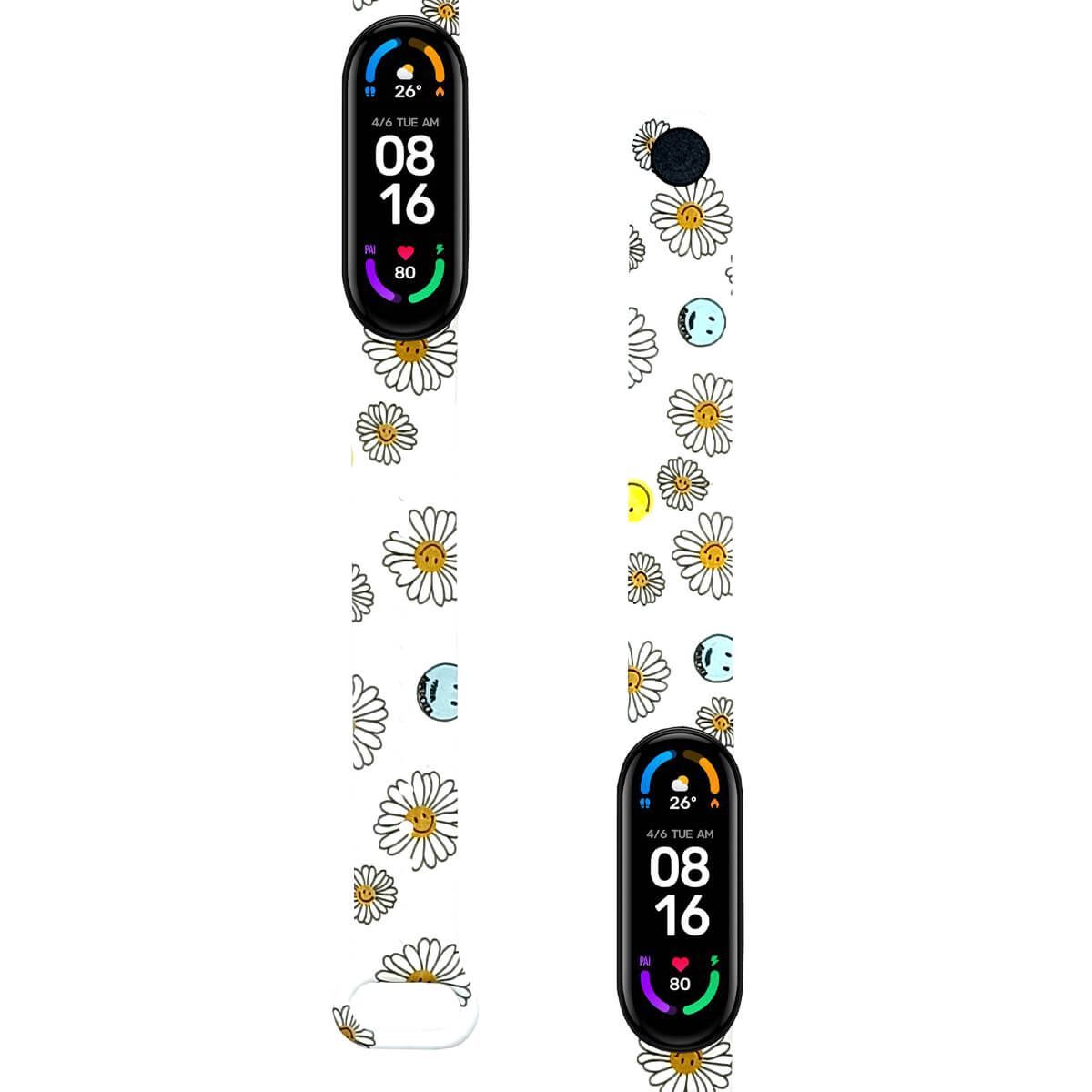 GENERICO - Correa Compatible Con Xiaomi Mi Band 5 y 6 Florecitas