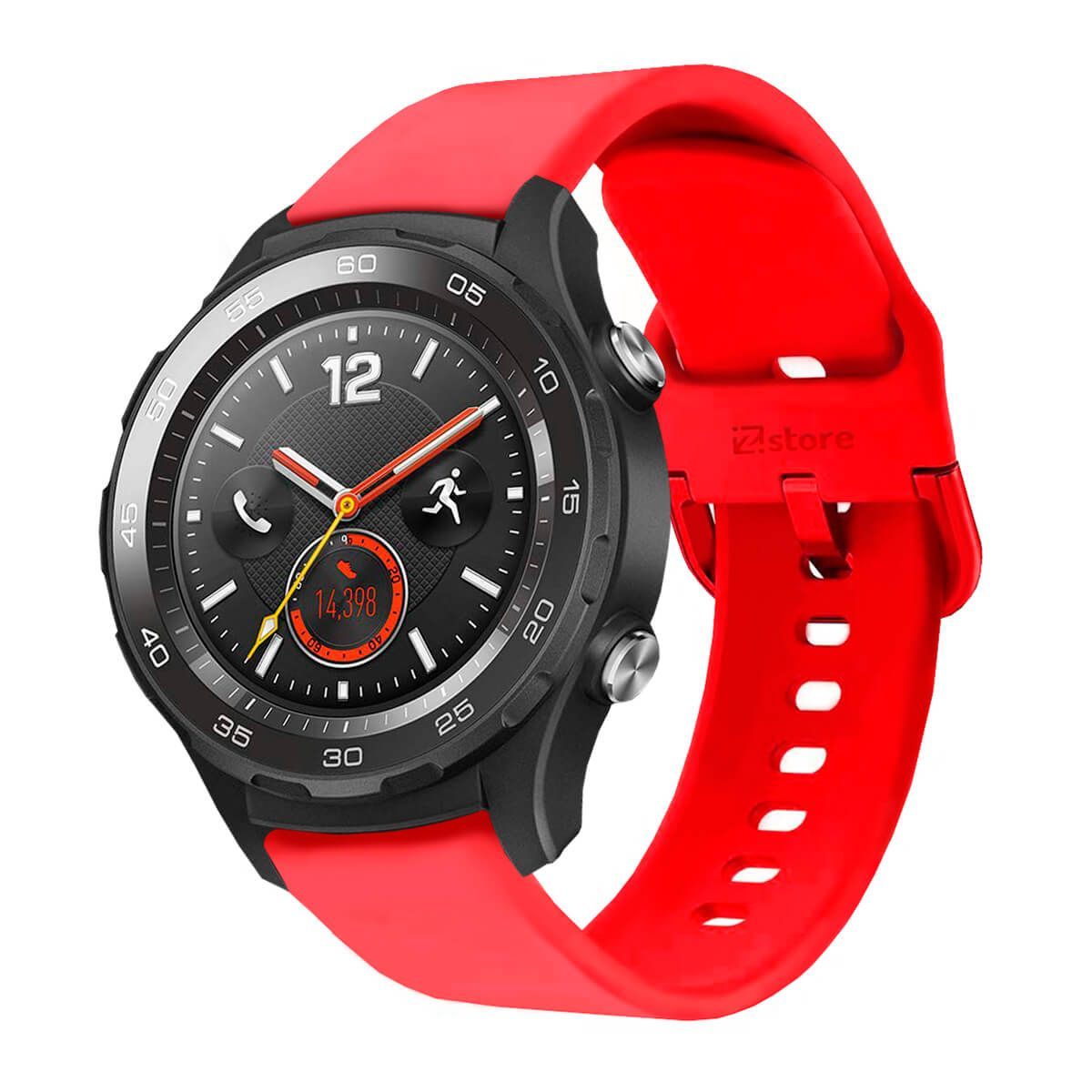 GENERICO - Correa Compatible Con Huawei Watch 2 Rojo Hebilla 20mm